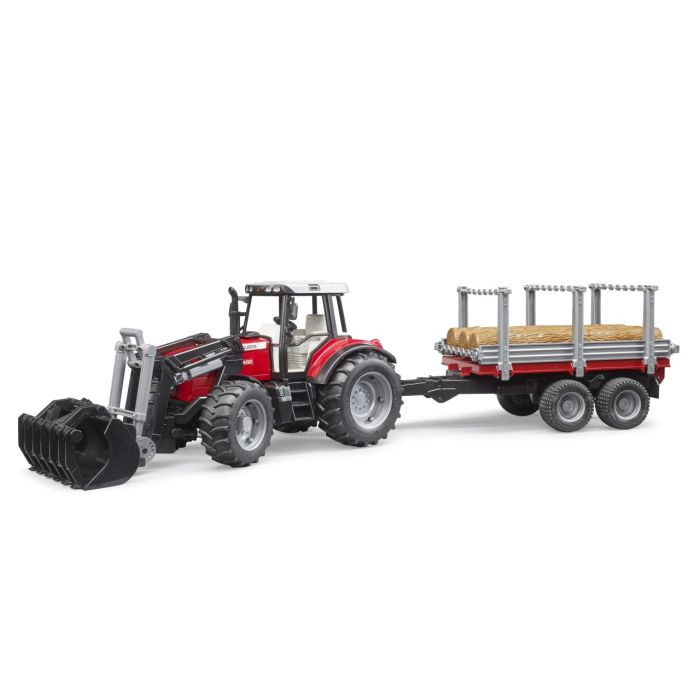 Bruder Massey Ferguson + Frontloader and timber trailer