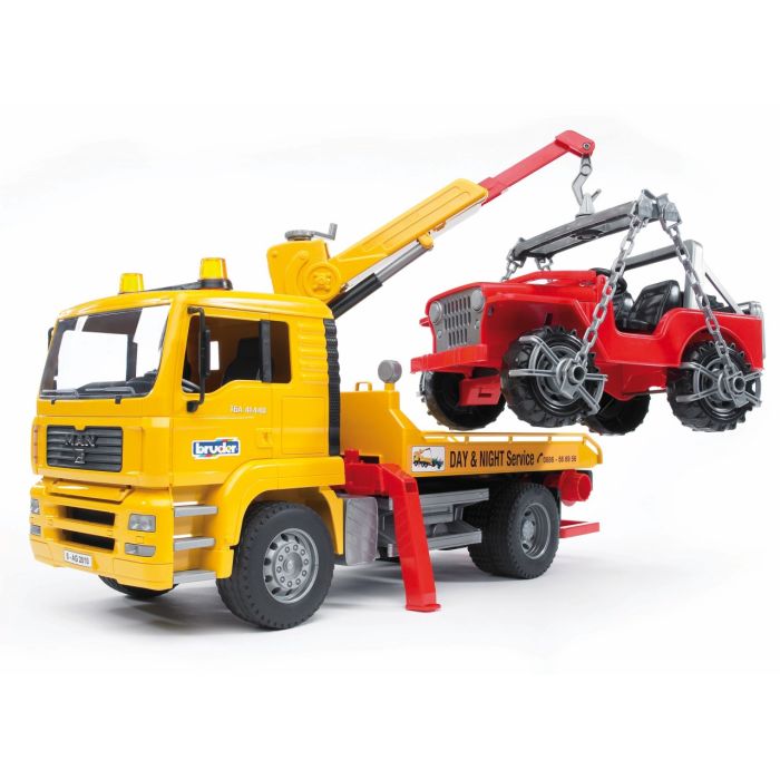 Bruder MAN TGA Breakdown truck with cross country vehicle